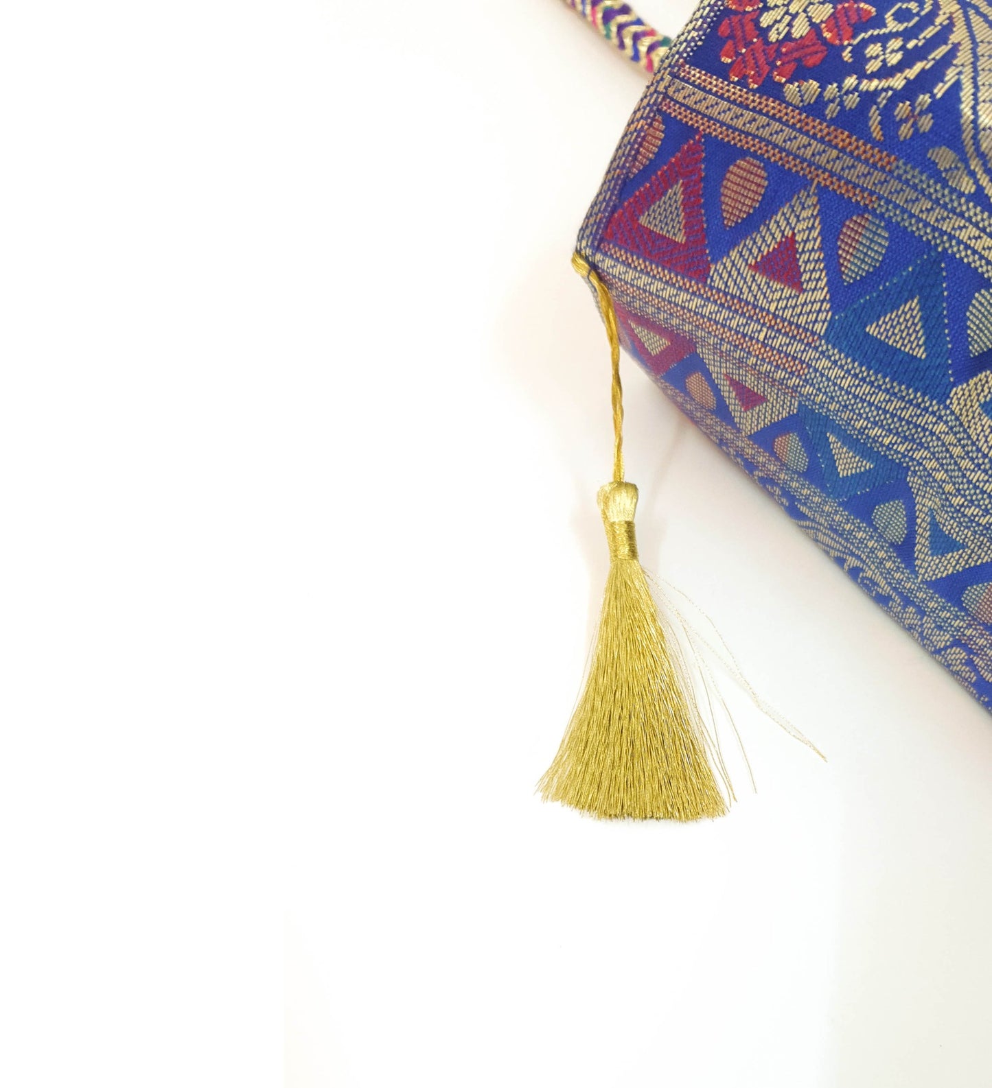 Blue Peacock Woven Handbag Indian Traditional Zari Brocade Women Shoulder Bag