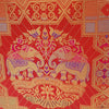 Wedding Red Hand Bag Banarasi Zari Brocade Golden Tassels in Elephant Motif
