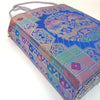 Blue Hand Bag Traditional Banarasi Zari Brocade Golden Tassels Elephant Motif
