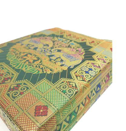 Green Ethnic Hand Bag Banarasi Zari Brocade Golden Tassels in Elephant Motif
