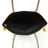 Black Party Wear Hand Bag Banarasi Zari Brocade Golden Tassels In Elephant Motif