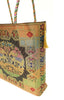 Black Party Wear Hand Bag Banarasi Zari Brocade Golden Tassels In Elephant Motif