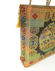 Black Party Wear Hand Bag Banarasi Zari Brocade Golden Tassels In Elephant Motif