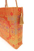 Orange Traditional Hand Bag Banarasi Zari Brocade Golden Tassels Elephant Motif