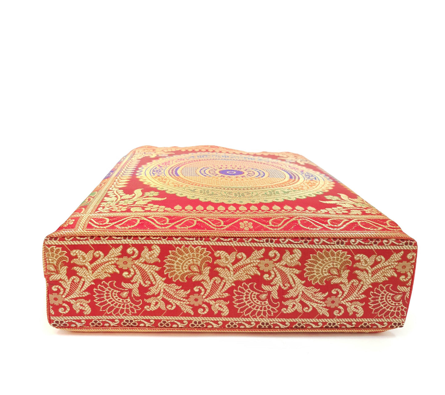 Red Mandala Handbag Indian Ethnic Woven Zari Brocade Traditional Shoulder Bag