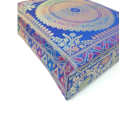 Blue Mandala Handbag Indian Ethnic Woven Zari Brocade Women Shoulder Hand Bag