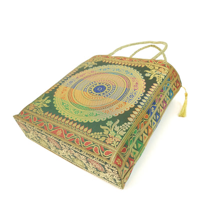 Bottle Green Mandala Handbag Indian Ethnic Woven Zari Brocade Women Shoulder Bag