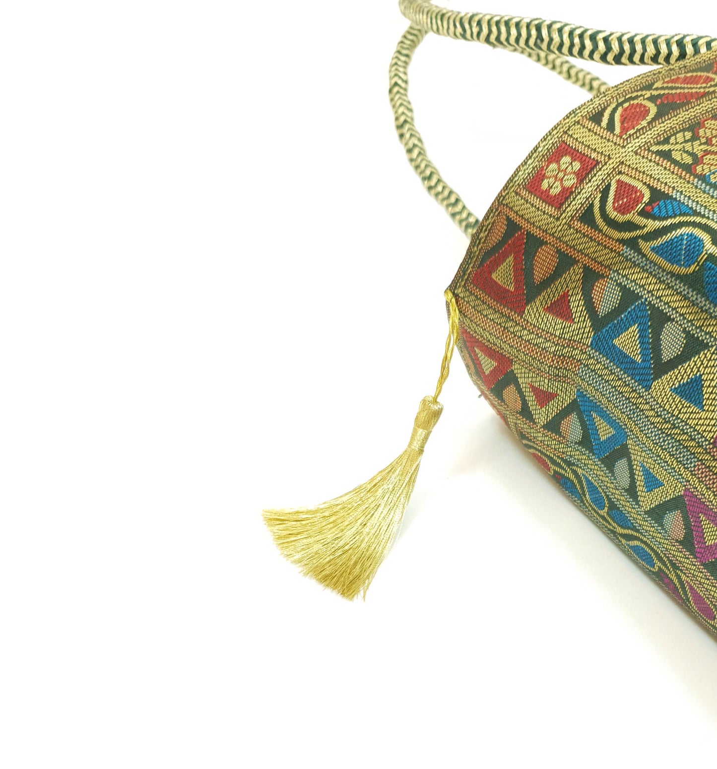 Bottle Green Mandala Handbag Indian Ethnic Woven Zari Brocade Women Shoulder Bag