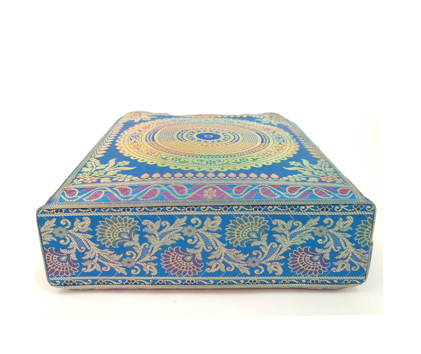 Turquoise Blue Mandala Handbag Indian Ethnic Woven Zari Brocade Shoulder Bag