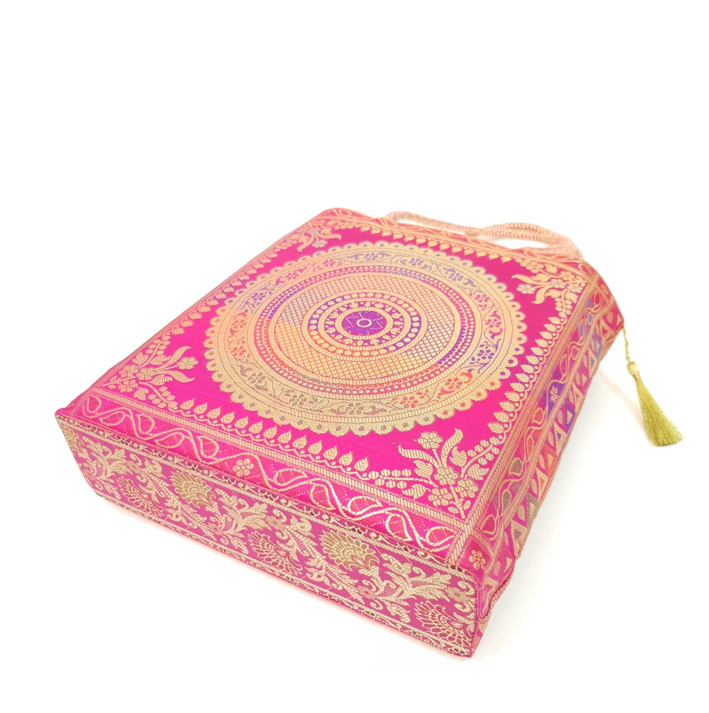 Pink  Mandala Indian Handbag Ethnic Woven Zari Brocade Traditional Shoulder Bag