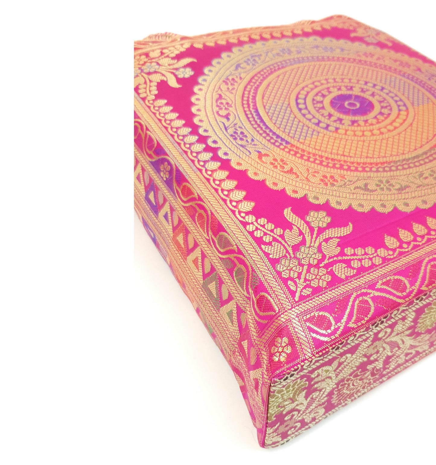 Pink  Mandala Indian Handbag Ethnic Woven Zari Brocade Traditional Shoulder Bag