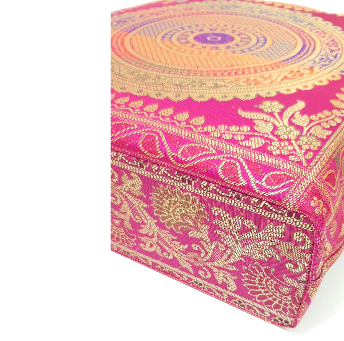 Pink  Mandala Indian Handbag Ethnic Woven Zari Brocade Traditional Shoulder Bag