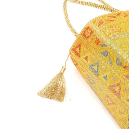Mandala Mustard Handbag Indian Ethnic Woven Zari Brocade Shoulder Hand Bag