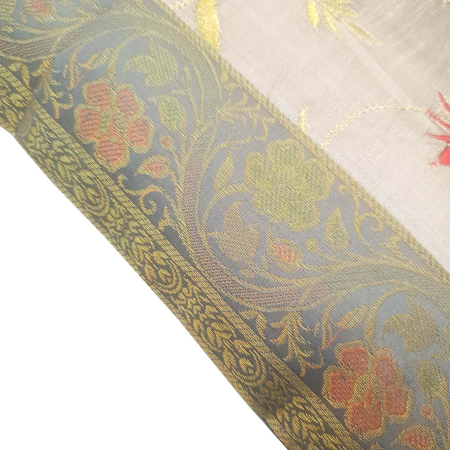 12x12 Inch Cushion Cover Gray Embroidered Banarasi Silk Floral Zari Zari Brocade