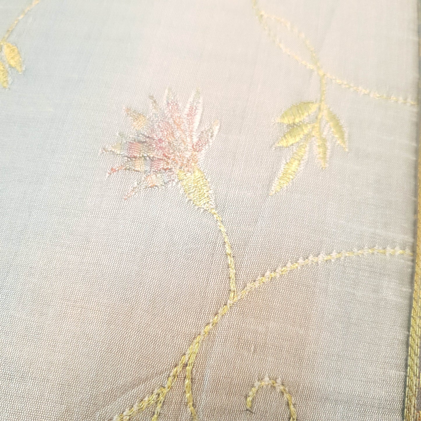 12x12 Inch Cushion Cover Gray Embroidered Banarasi Silk Floral Zari Zari Brocade