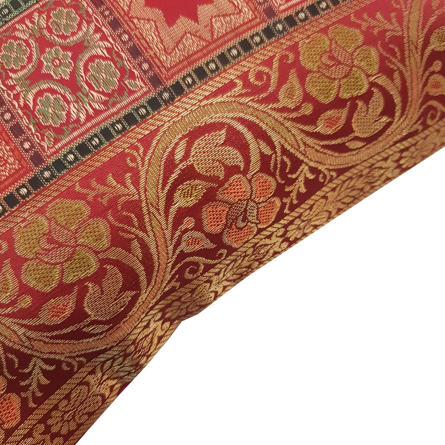 12x12 Inch Floral Cushion Cover Indian Woven Zari Brocade Banarasi Silk Paisley