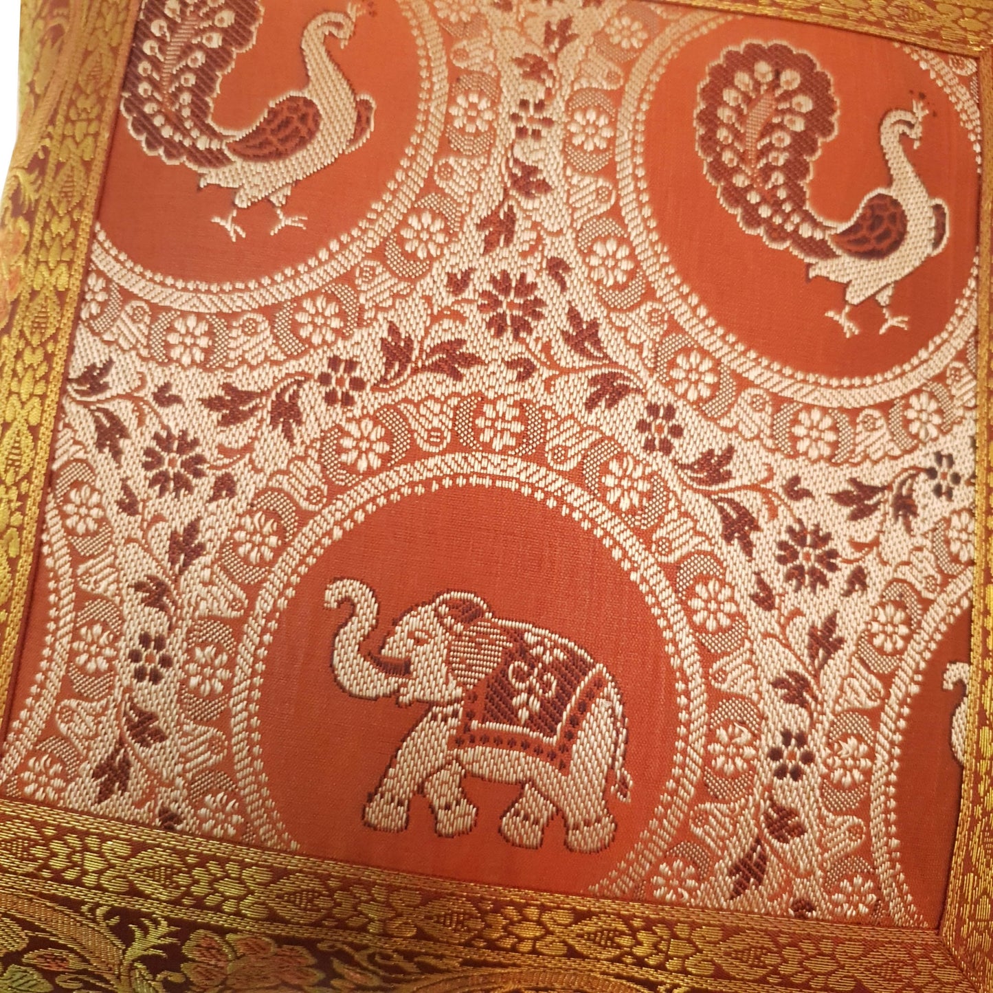 12x12 Inch Animal Cushion Pillow Covers Indian Woven Zari Brocade Banarasi Silk