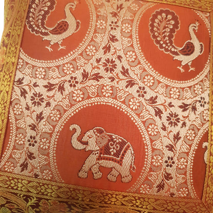 12x12 Inch Animal Cushion Pillow Covers Indian Woven Zari Brocade Banarasi Silk
