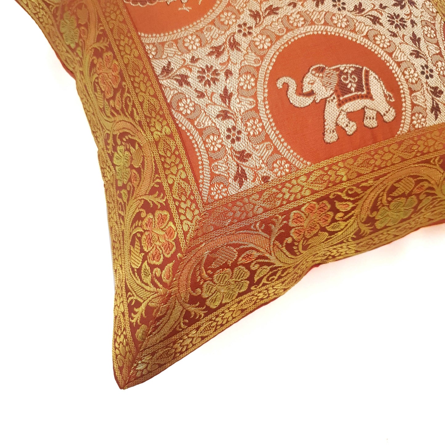 12x12 Inch Animal Cushion Pillow Covers Indian Woven Zari Brocade Banarasi Silk