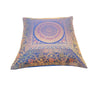 16x16 Inch Blue Cushion Covers Indian Mandala Woven Zari Brocade Banarasi Silk