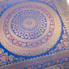 16x16 Inch Blue Cushion Covers Indian Mandala Woven Zari Brocade Banarasi Silk