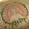 16x16 Inch Green Cushion Cover Peacock Woven Zari Brocade Banarasi Silk Decor
