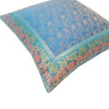 16X16 Inch Banarasi Turquoise Blue Zari Brocade Silk Paisley Cushion Covers