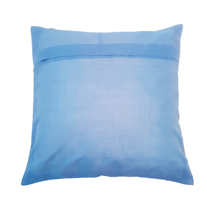 16X16 Inch Banarasi Turquoise Blue Zari Brocade Silk Paisley Cushion Covers