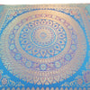 16x16 Inch Blue Cushion Covers Indian Woven Zari Brocade Banarasi Silk Mandala