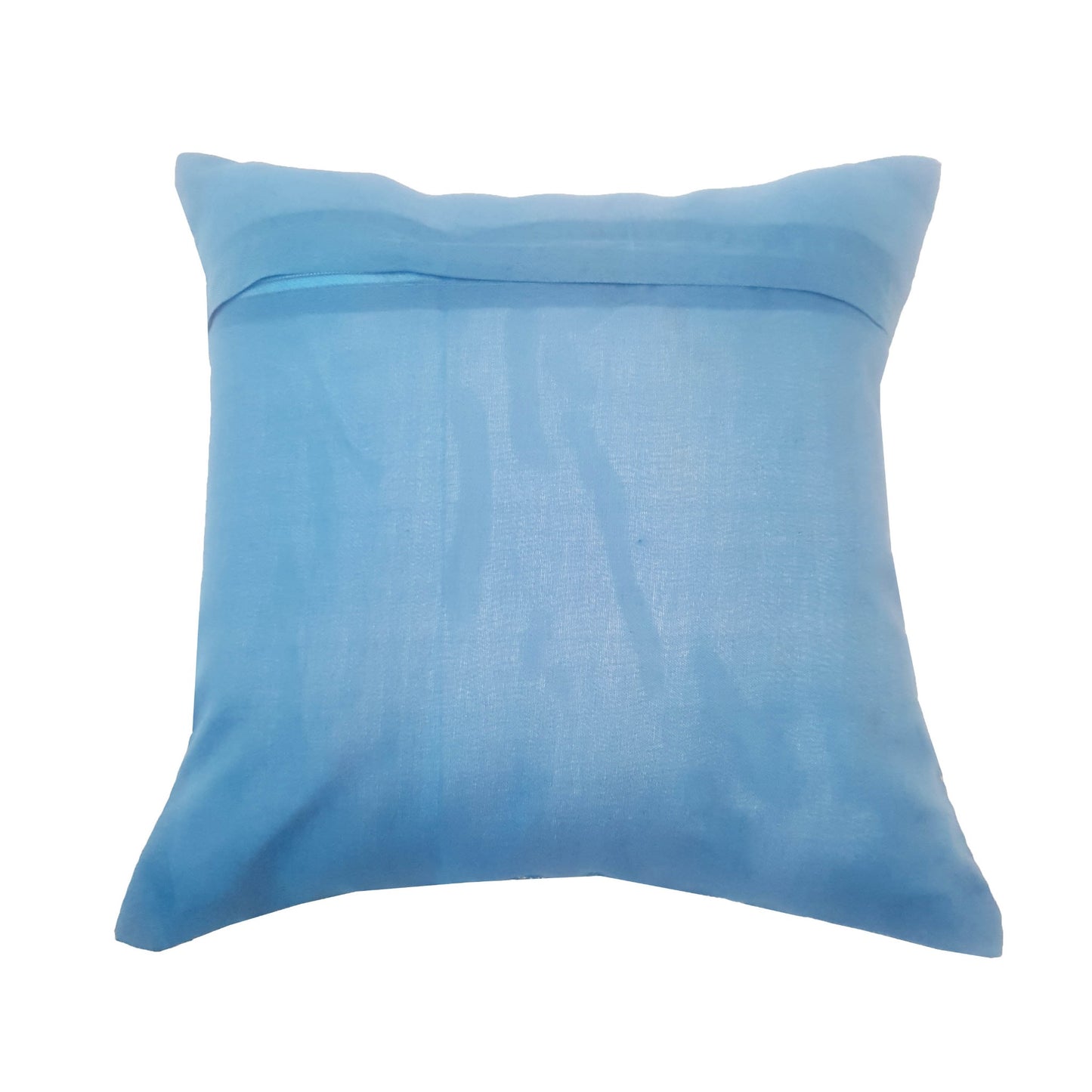 12x12 Inch Turquoise Blue Cushion Pillow Cover Silk Banarasi Woven Zari Brocade