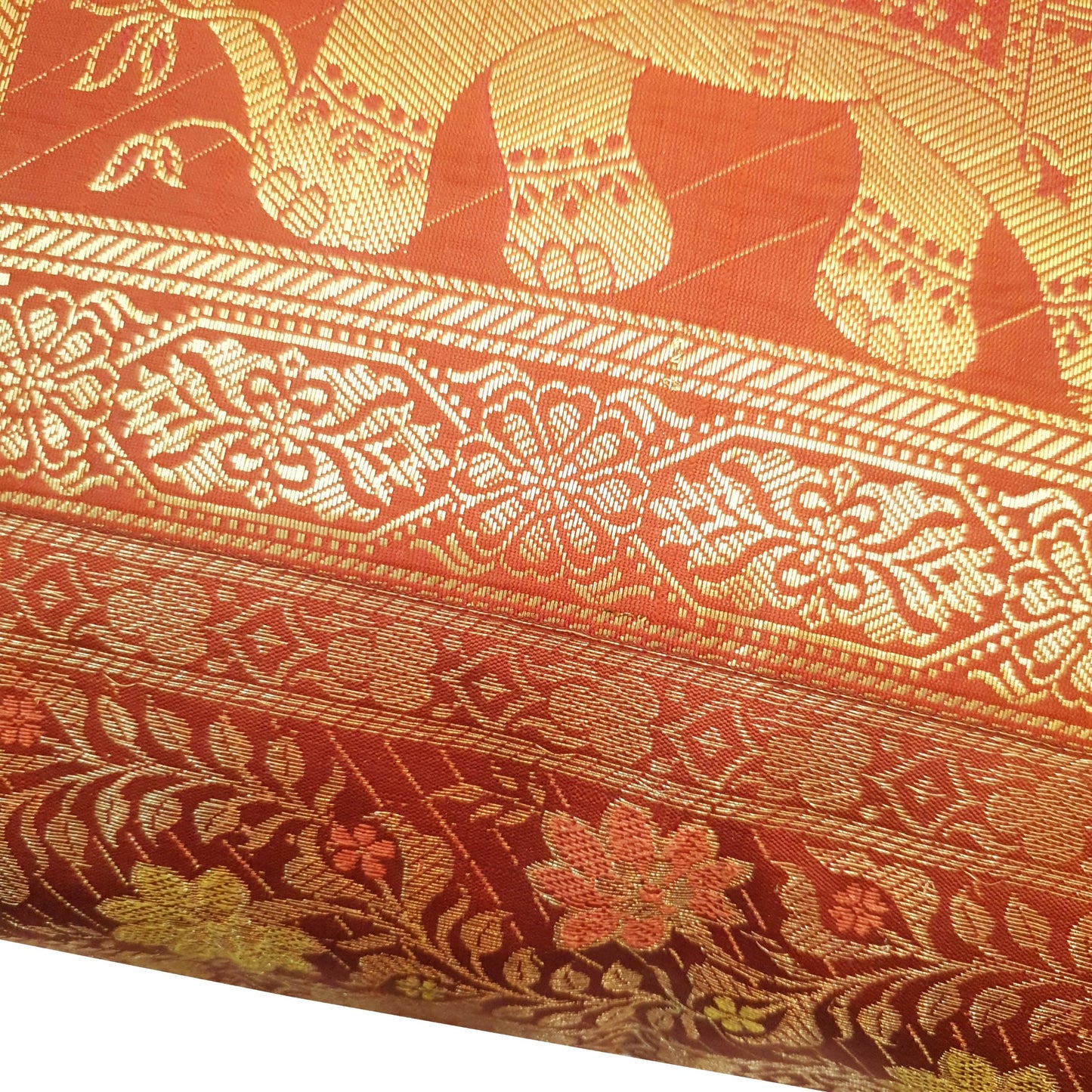 16x16 Inch Brown Cushion Cover Elephant Woven Zari Brocade Banarasi Silk Decor