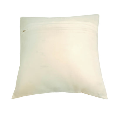 16x16 Inch White Cushion Covers Floral Embroidered Zari Brocade Banarasi Silk