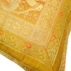 16x16 Inch Cushion Cover Mustard Elephant Woven Zari Brocade Banarasi Silk Decor