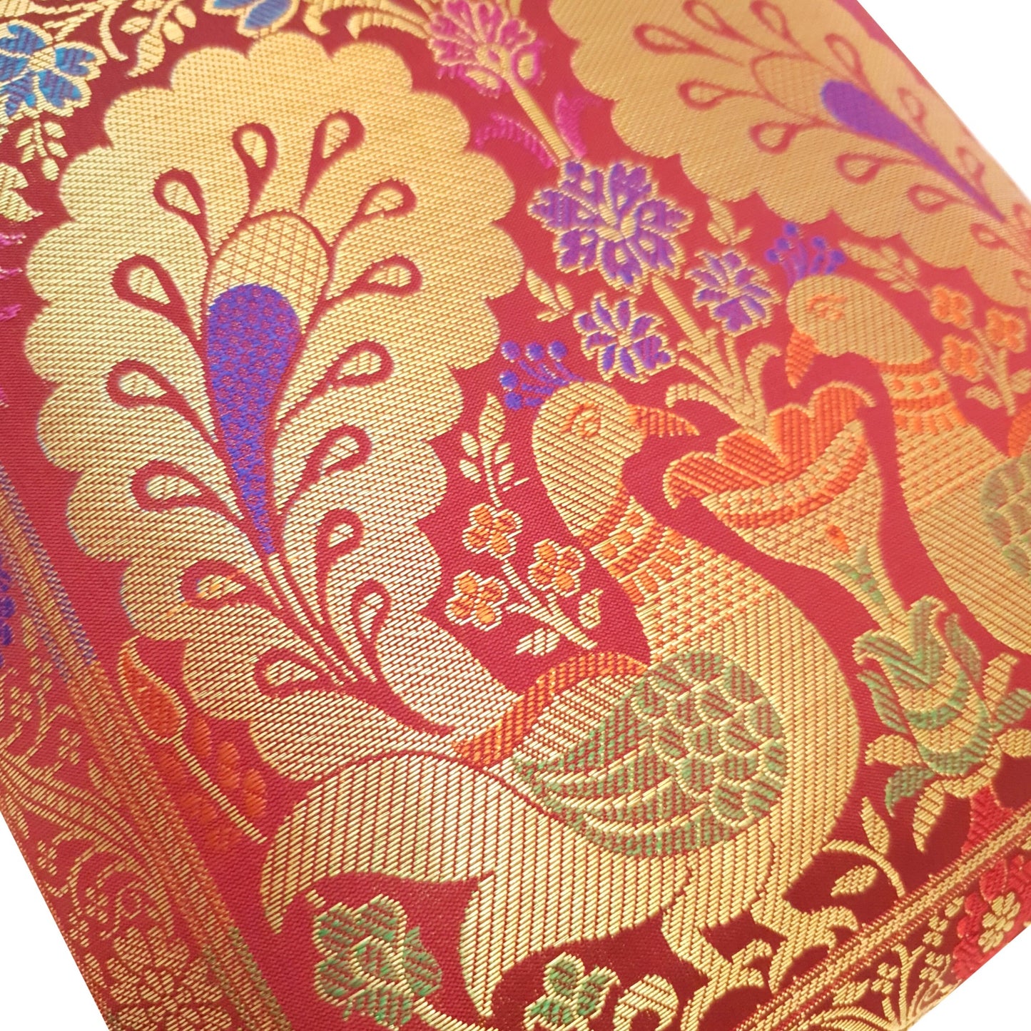 12x12 Inch Cushion Cover Banarasi Decor Woven Peacock Zari Brocade Silk Maroon