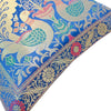 12x12 Inch Blue Cushion Cover Banarasi Decor Woven Peacock Zari Brocade Silk
