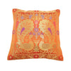 12x12 Inch Cushion Cover Orange Banarasi Decor Woven Peacock Zari Brocade Silk