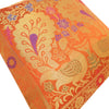 12x12 Inch Cushion Cover Orange Banarasi Decor Woven Peacock Zari Brocade Silk