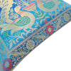 12x12 Inch Cushion Cover Turquoise Blue Banarasi Woven Peacock Zari Brocade Silk