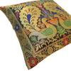 12x12 Inch Cushion Covers Black Indian Banarasi Woven Peacock Zari Brocade Silk