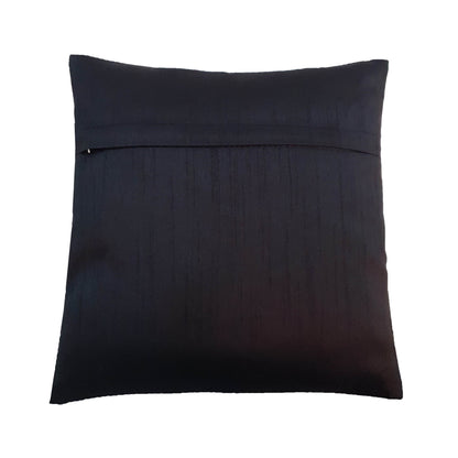 12x12 Inch Cushion Covers Black Indian Banarasi Woven Peacock Zari Brocade Silk