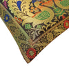 12x12 Inch Cushion Covers Black Indian Banarasi Woven Peacock Zari Brocade Silk