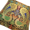 12x12 Inch Cushion Covers Black Indian Banarasi Woven Peacock Zari Brocade Silk