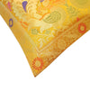 Mustard 12x12 Inch Cushion Cover Indian Banarasi Woven Peacock Zari Brocade Silk