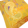 Mustard 12x12 Inch Cushion Cover Indian Banarasi Woven Peacock Zari Brocade Silk