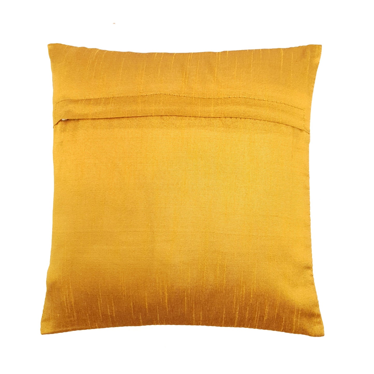 Mustard 12x12 Inch Cushion Cover Indian Banarasi Woven Peacock Zari Brocade Silk