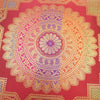 12x12 Inch Cushion Covers Indian Banarasi Mandala Woven Zari Brocade Silk Maroon