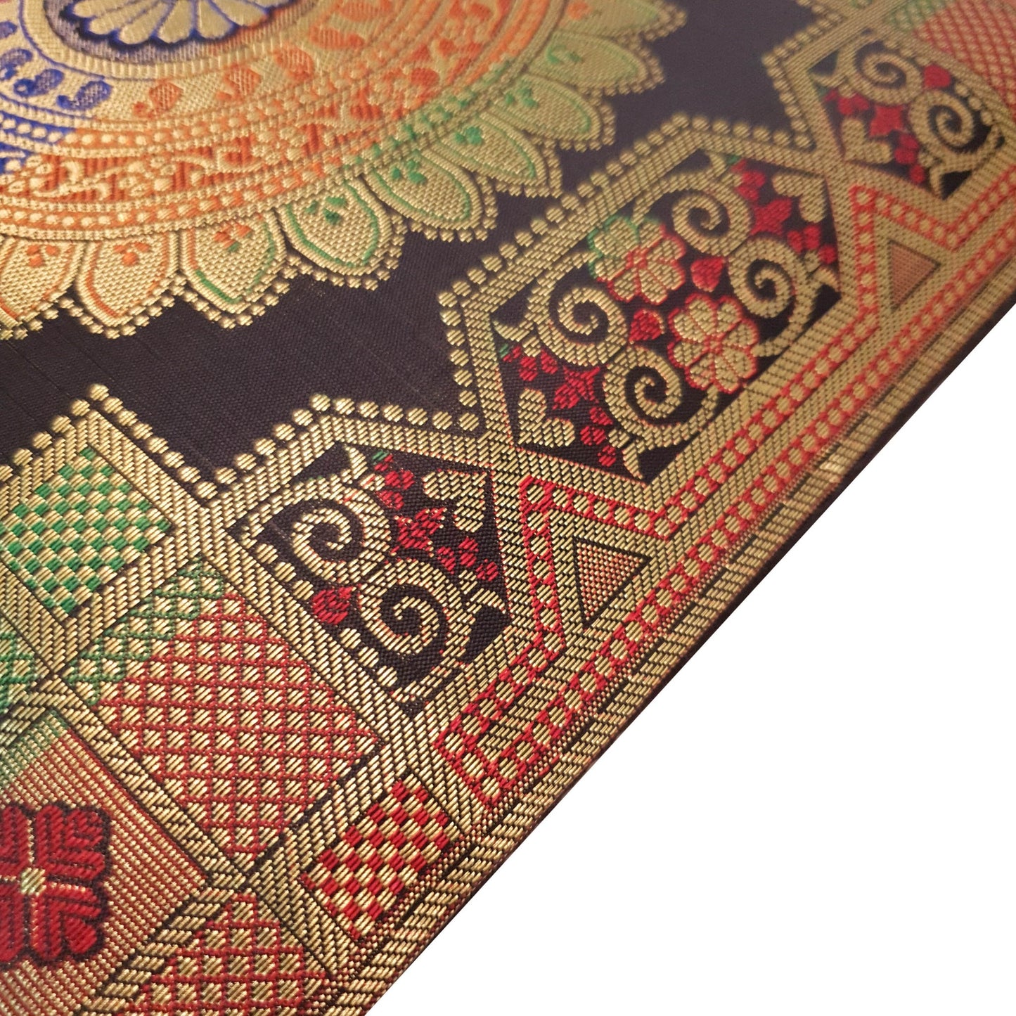 12x12 Inch Cushion Covers Black Indian Banarasi Mandala Woven Zari Brocade Silk