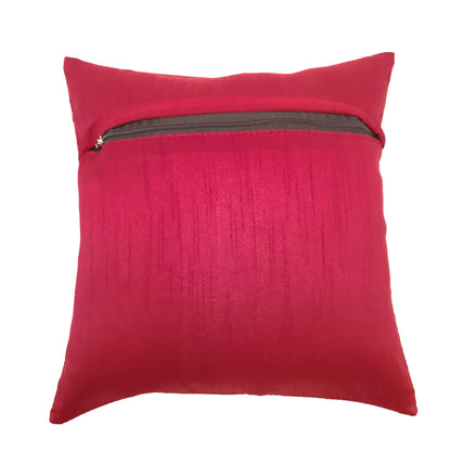 12x12 Inch Maroon Cushion Cover Banarasi Decor Elephant Woven Zari Brocade Silk