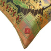 Black 12x12 Inch Cushion Cover Banarasi Decor Elephant Woven Zari Brocade Silk