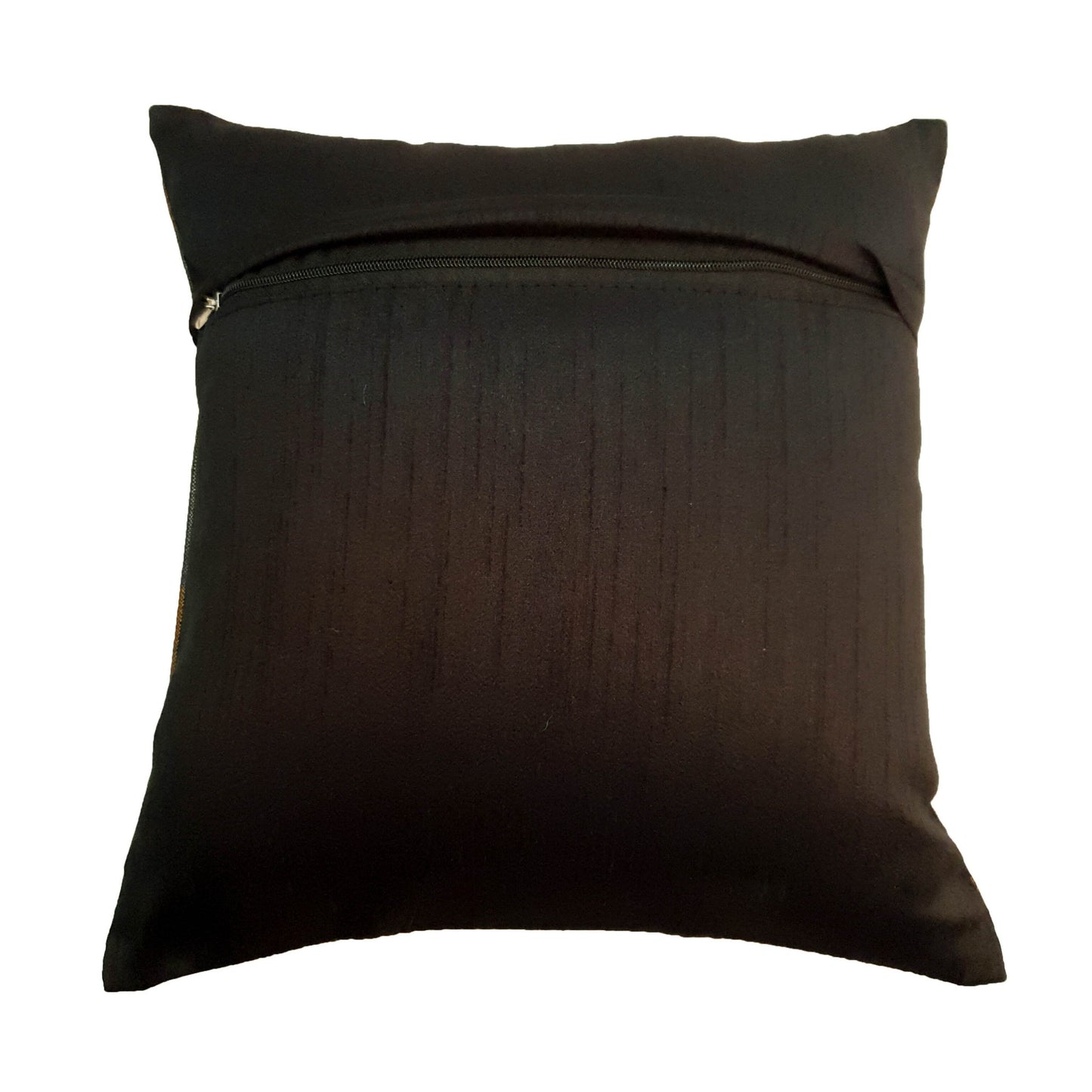Black 12x12 Inch Cushion Cover Banarasi Decor Elephant Woven Zari Brocade Silk